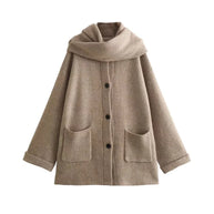 Women's Knitted Cardigan With Scarf
