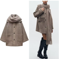 Women's Knitted Cardigan With Scarf