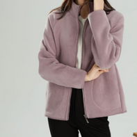 Lambswool Stand Collar Short Cardigan Coat For Women