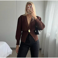 V-Neck Button Cardigan For Women