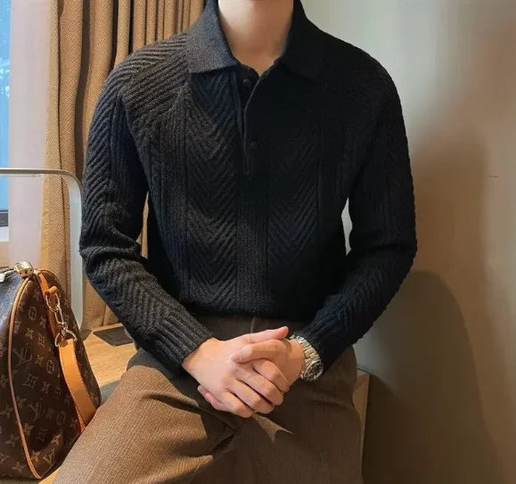 Cozy Cable Knit Long Sleeve Shirt For Men