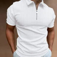 Men's Polo Zipper Stripe Shirt