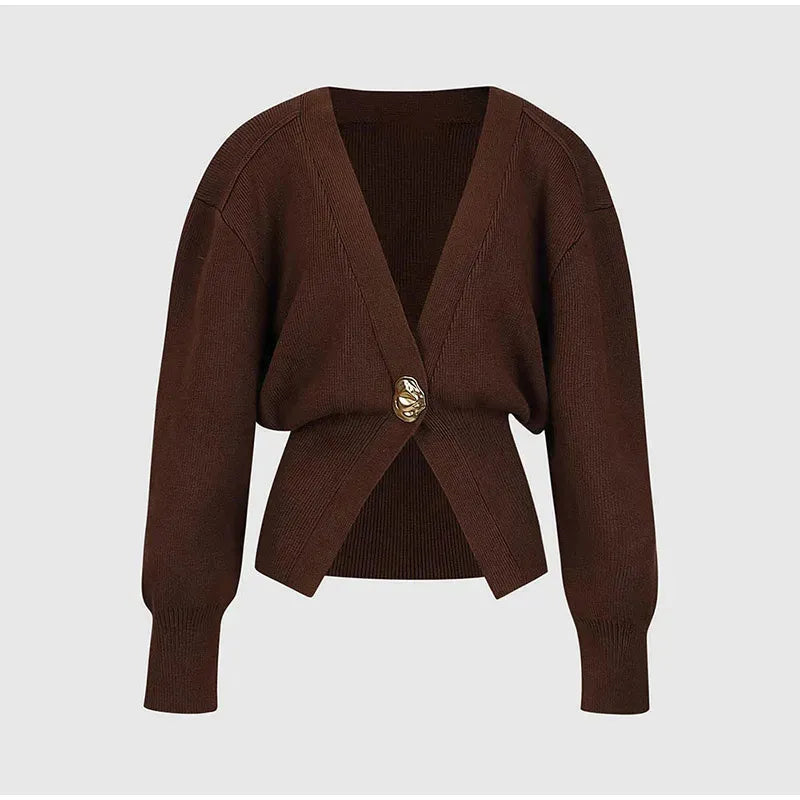 V-Neck Button Cardigan For Women