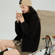 Lambswool Stand Collar Short Cardigan Coat For Women