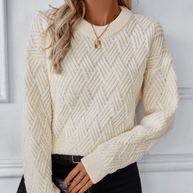 Women's Stacking Collar Jacquard Short Base Cardigan