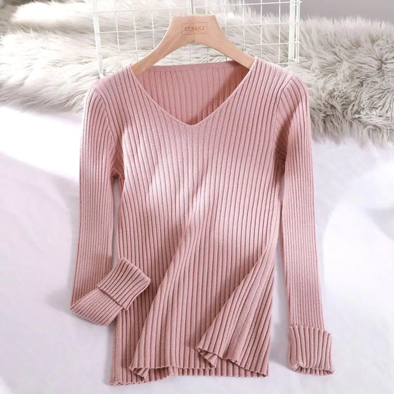 Women's Knitted Sweater for Autumn and Winter - Slim Fit Top