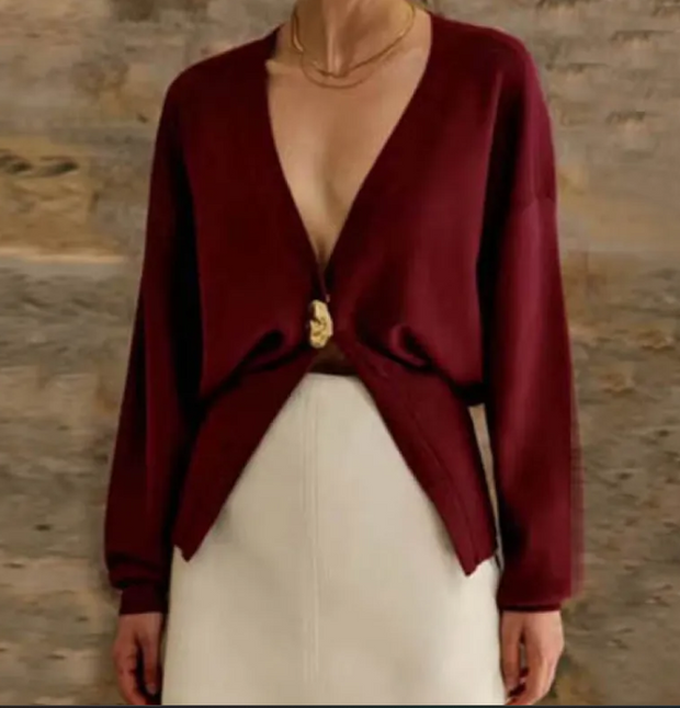 V-Neck Button Cardigan For Women