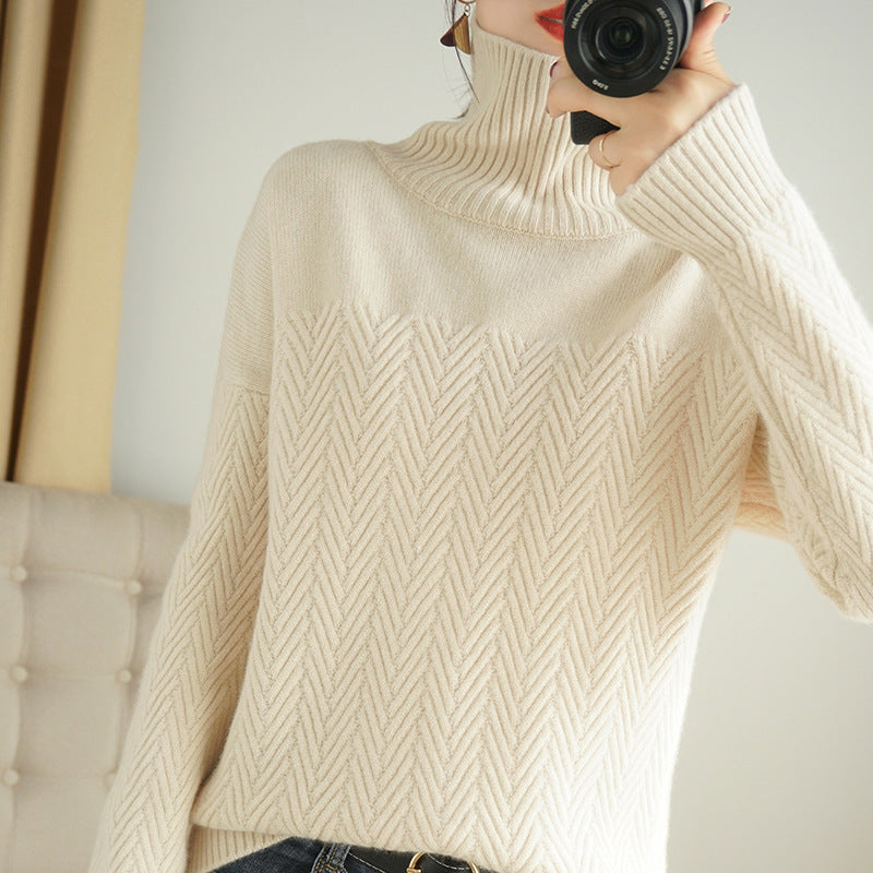 Women's Stacking Collar Jacquard Short Base Cardigan