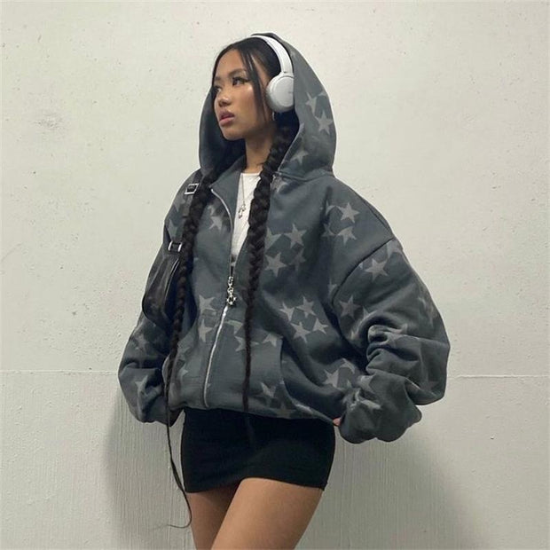 Women's Printed Hooded Cardigan