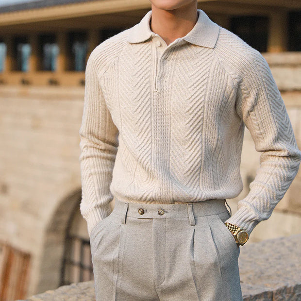 Cozy Cable Knit Long Sleeve Shirt For Men