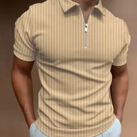 Men's Polo Zipper Stripe Shirt