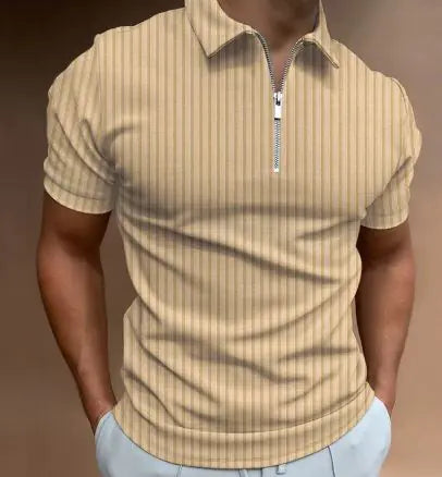 Men's Polo Zipper Stripe Shirt