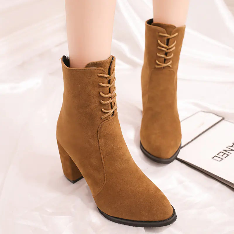 Chunky Heeled Short Boots For Women
