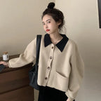 Retro Loose Knit Cardigan Sweater for Women