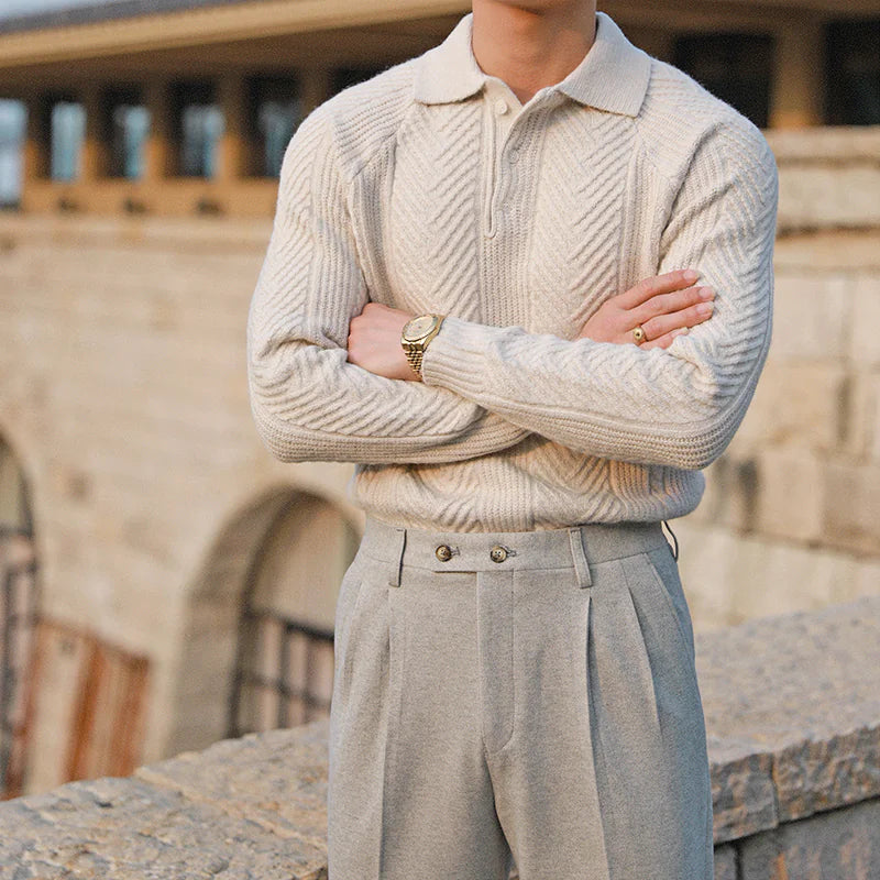 Cozy Cable Knit Long Sleeve Shirt For Men
