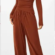 Brown long-sleeve jumpsuit on a white background