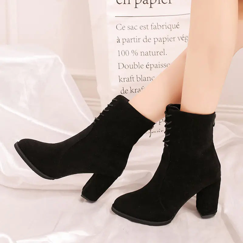 Chunky Heeled Short Boots For Women