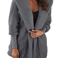 Women's Plush Hooded Jacket with Pockets
