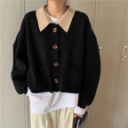 Retro Loose Knit Cardigan Sweater for Women