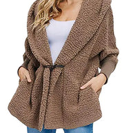 Women's Plush Hooded Jacket with Pockets