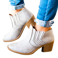 Chunky Heel Ankle Boots For Women