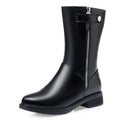 Genuine Leather Women’s Mid-Calf Boots with Wool Lining