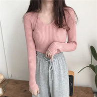 Women's Knitted Sweater for Autumn and Winter - Slim Fit Top