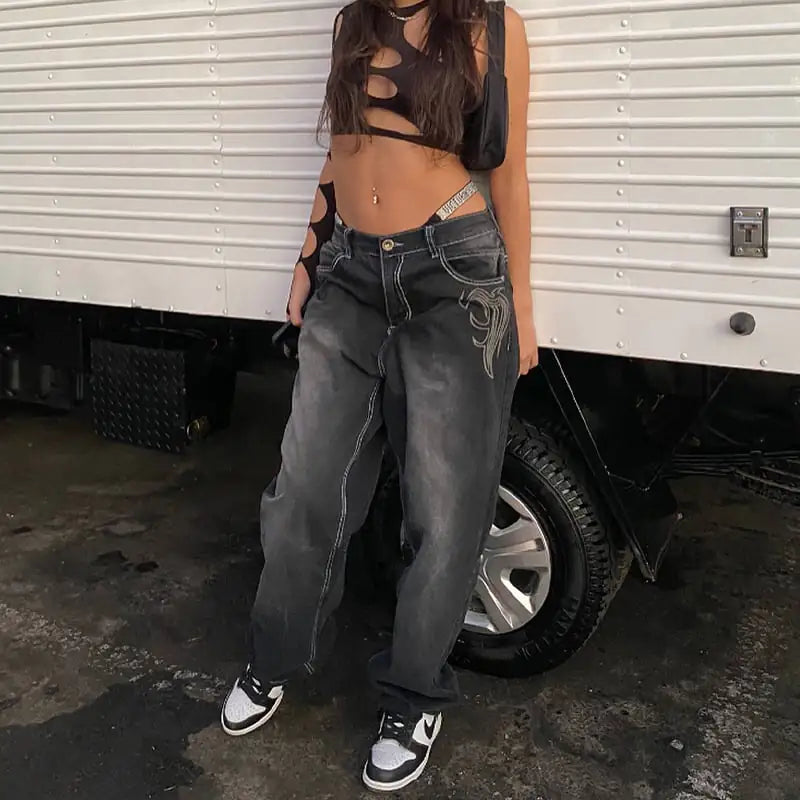 Women's Casual Washed Straight-Leg Jeans