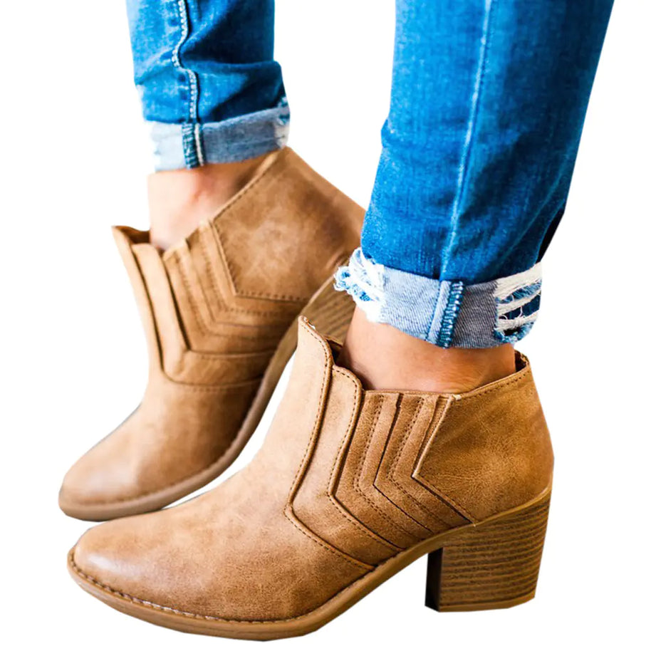 Chunky Heel Ankle Boots For Women