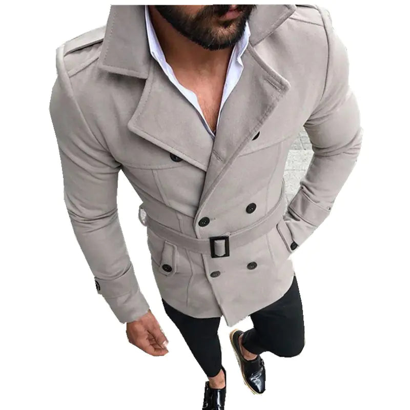 Men's Casual Wool Trench Coat