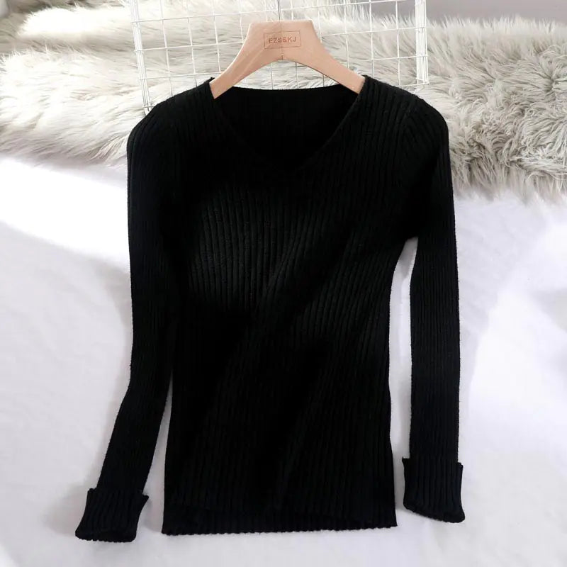Women's Knitted Sweater for Autumn and Winter - Slim Fit Top