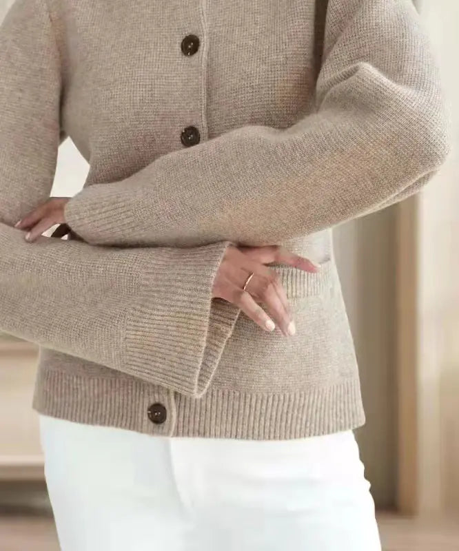 Women's Knitted Cardigan Sweater with Waist Design