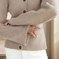 Women's Knitted Cardigan Sweater with Waist Design