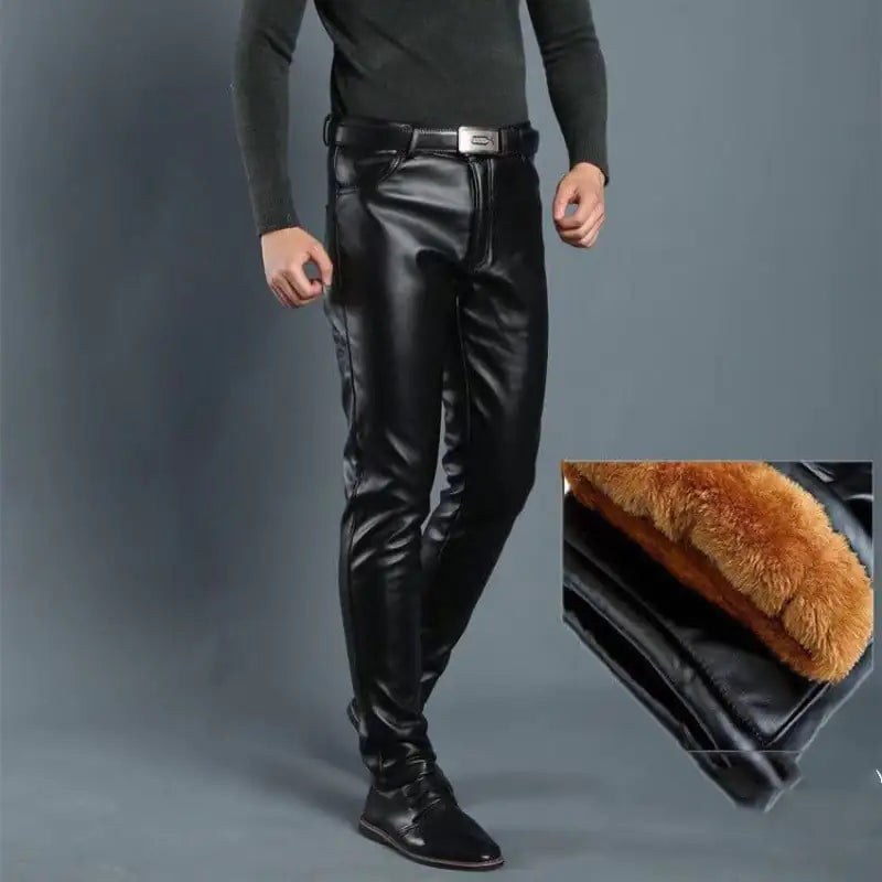 Men's Stretch Velvet Skinny Leather Pants