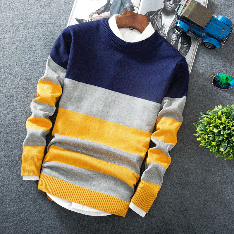 Men's Striped Sweater Pullover Knit