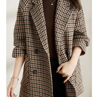 Retro Ladies Wool Plaid Blazer