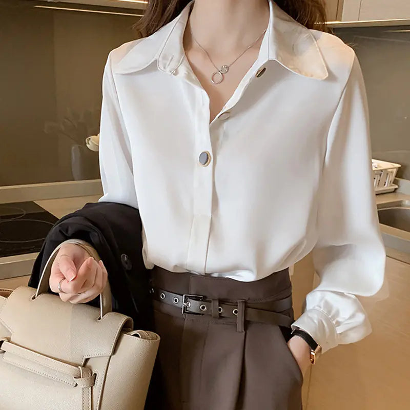Women's Fashion Long Sleeve Chiffon Blouse