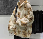 Furry Bear Pattern Hoodie for Women