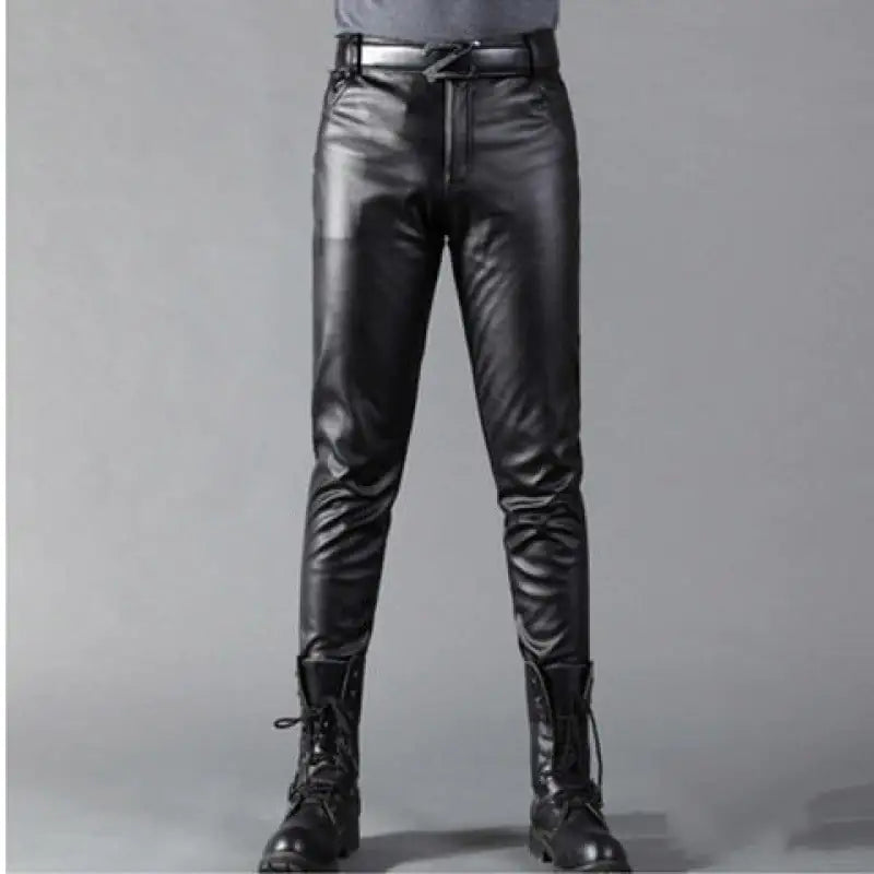 Men's Stretch Velvet Skinny Leather Pants