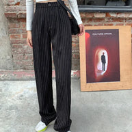 Women's Fashion Striped Straight Leg Suit Pants