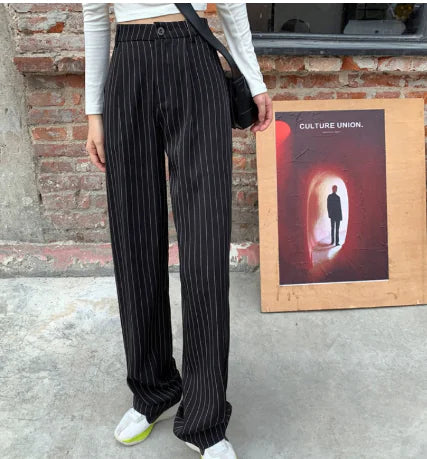 Women's Fashion Striped Straight Leg Suit Pants
