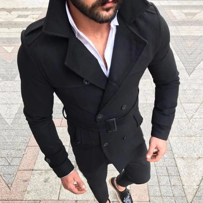 Men's Casual Wool Trench Coat