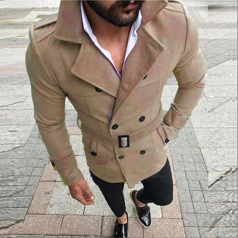 Men's Casual Wool Trench Coat