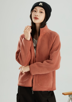 Lambswool Stand Collar Short Cardigan Coat For Women