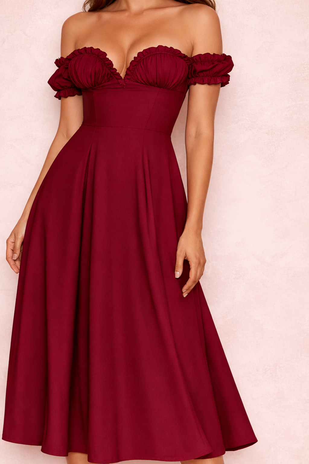 Women's Floral V-Neck Ruffle Hem High Waist Dress