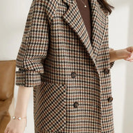 Retro Ladies Wool Plaid Blazer