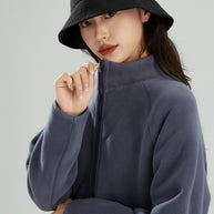 Lambswool Stand Collar Short Cardigan Coat For Women