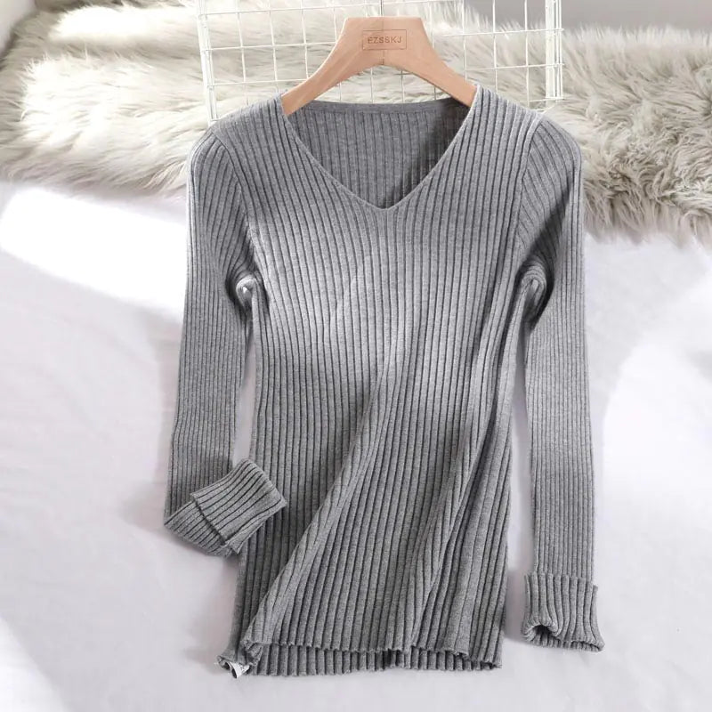 Women's Knitted Sweater for Autumn and Winter - Slim Fit Top
