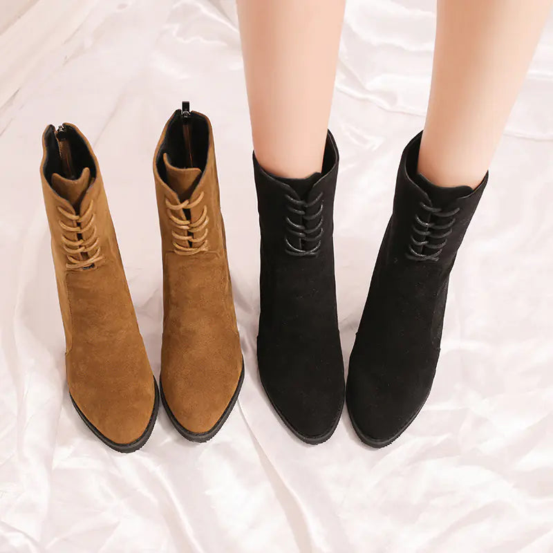 Chunky Heeled Short Boots For Women