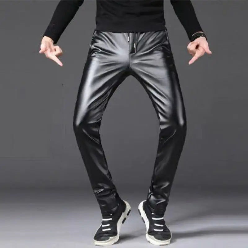 Men's Stretch Velvet Skinny Leather Pants